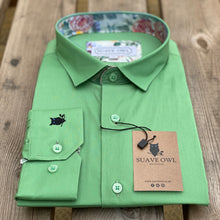 Load image into Gallery viewer, Suave Owl Plain Green Shirt with Floral Contrast Detail.
