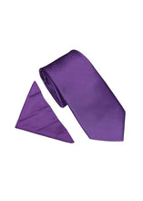 Load image into Gallery viewer, Twill Tie &amp; Pocket Square Purple Wedding
