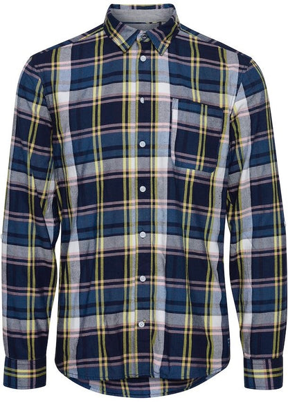 Lumberjack shirt vivid with blue base tones, pale pink & vivid yellow checked detail.