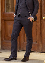 Load image into Gallery viewer, Cavani Martez Navy Tweed Trousers to compliment matching jacket and waistcoat or another styled choice. Great trousers for formal occasion or smart business attire.
