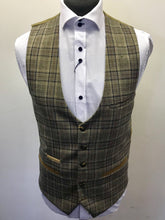Load image into Gallery viewer, Marc Darcy Enzo Checked Waistcoat. A staple piece for any gentleman&#39;s wardrobe. The Enzo waistcoat embraces subtle earth tones with a traditional check pattern. Effortless style.
