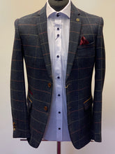 Load image into Gallery viewer, Marc Darcy Eton Tweed Check Jacket worn with a white textured shirt. A great relaxed look for the weekend or a night out in Bristol or Bath.
