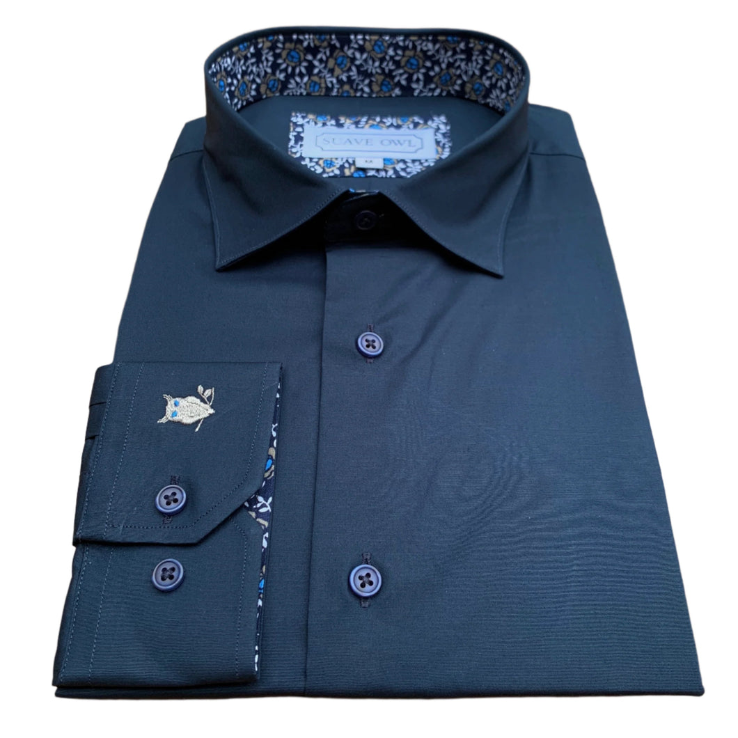 SUAVE OWL Navy Shirt Tan/White Contrast