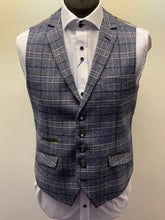 Load image into Gallery viewer, Robert Simon Marcello Blue Tweed Waistcoat
