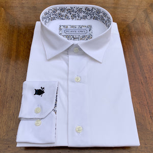 SUAVE OWL White Shirt Navy/Tan Contrast