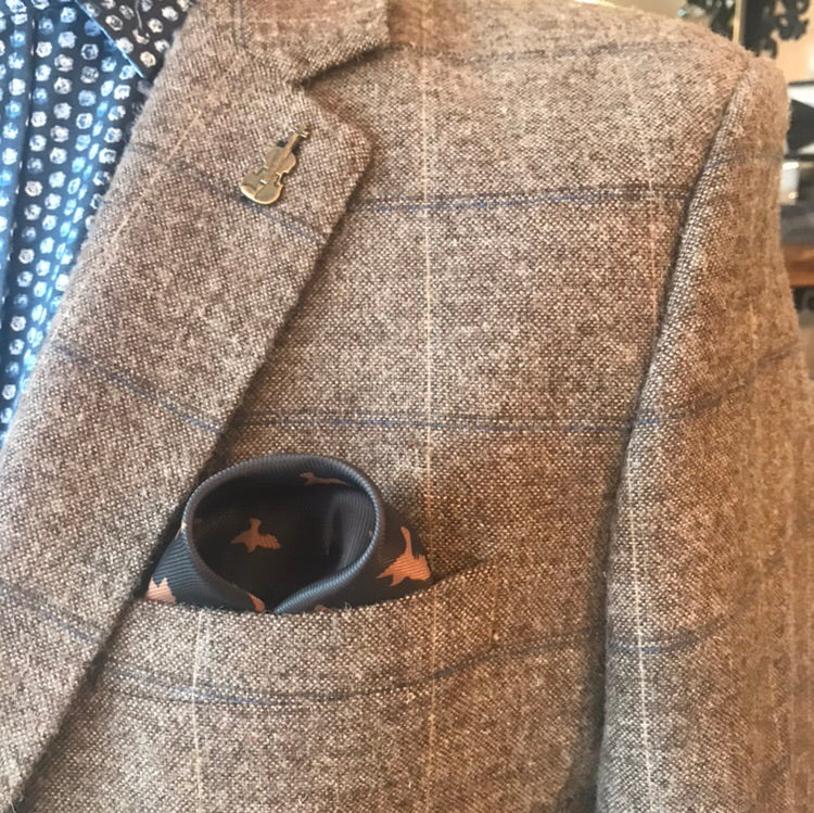 Tan Regular Fit suit Jacket with blue check