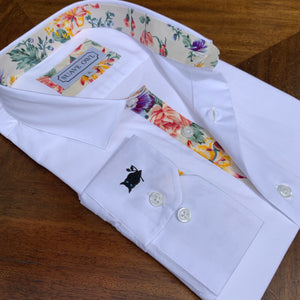 SUAVE OWL White Shirt Vibrant Floral Contrast
