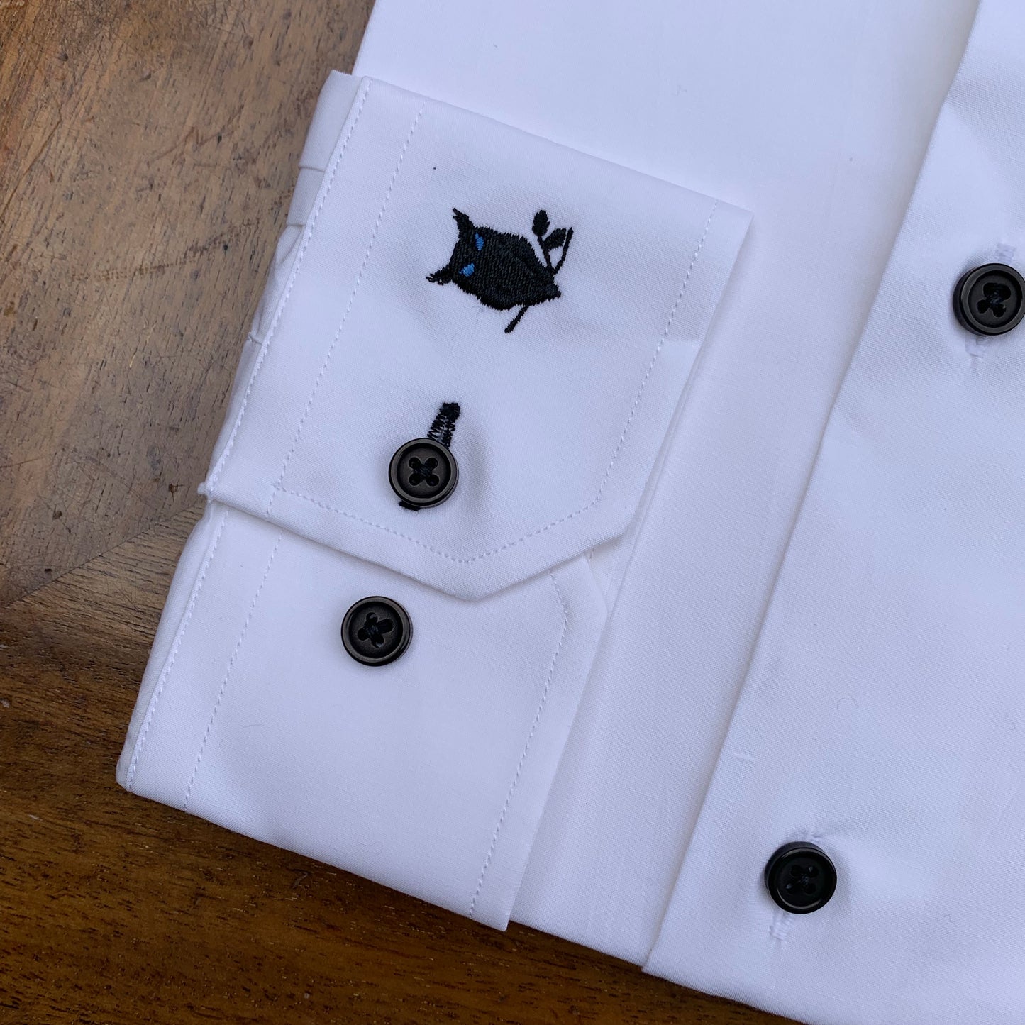 SUAVE OWL Grandad Collar Black Button Shirt