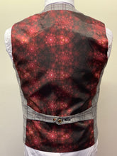 Load image into Gallery viewer, Astro style image on the reverse of a Robert Simon Grey Windowpane Check Waistcoat
