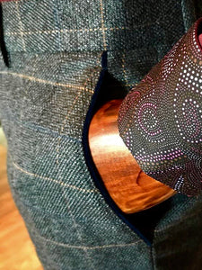 Close up pocket of Marc Darcy Scott Blue Tweed Trousers