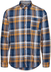 Lumberjack shirt butterscotch blue with orange butterscotch base tones with blue & navy checked detail.